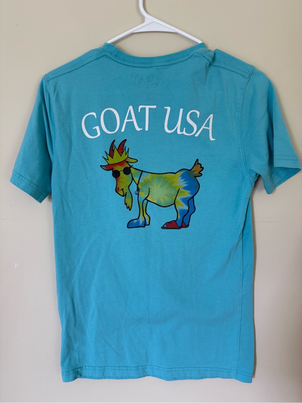 GOAT USA Turquoise Graphic Short Sleeve Tee - Casual Crew